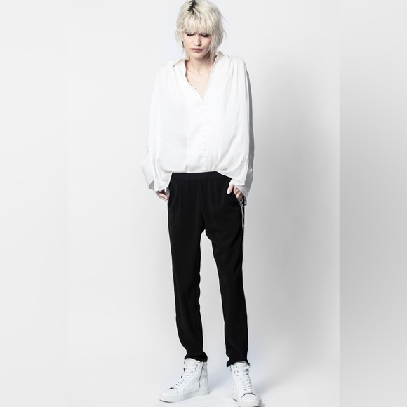 NWT Zadig & Voltaire Trent Button-front White Satin Shirt - Picture 6 of 10